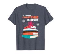 Natale Libri Leggere Bookworm Capodanno Babbo Natale Regalo Maglietta, Uomo, Pervinca, S