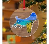 Natale Lsland Ornamento di Natale Nazione Stampa artistica Punto di riferimento Regalo Unico Ricordo Unico Dischi Acrilici Trasparenti Architettura Mappe Costruire Arte Scenica Souvenir per Albero di