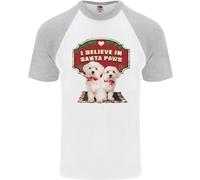 Natale Maltese Divertente Babbo Natale Zampe Natale Uomo S/S Baseball T-Shirt