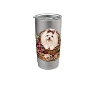 Natale maltesi e cane invernale cioccolata Bicchiere termico in acciaio inox doppia parete