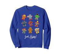 Natale Marvel Gingerbread Avengers Felpa, Unisex per Adulti, Blu Reale, S