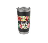 Natale Merry and Bright White Bicchiere termico in acciaio inox doppia parete