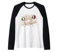 Natale Messico Feliz Navidad Maglia con Maniche Raglan