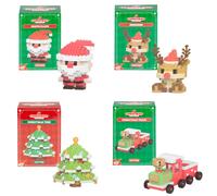 Natale Mini Costruzione Blocchi Figura Set Di 4 - Babbo Renna Treno E Albero