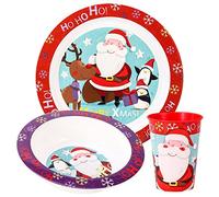 Natale Natale 3 pezzi per bambini con micro cena pranzo Babbo Natale set di stoviglie festive, ciotola e tazza, senza BPA