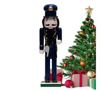 NATALE NATCHER - Figurina di legno 36 cm | Policeman Nutcracker Doll Figure con materiale durevole, display da tavolo, decorazioni per scaffali, ornamenti di NATALE NURNACKER | Festa del festival