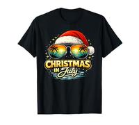 Natale nel Mese di luglio Cappello di Babbo Natale Occhiali da Sole Tramonto Maglietta