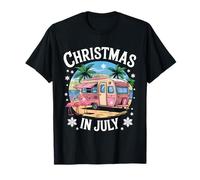 Natale nel mese di luglio Flamingo Trailer Summer Xmas Camper Maglietta