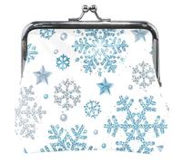 Natale neve argento blu carino portamonete per le donne in pelle bacio serratura fibbia ragazze cambio portamonete, Natale Neve Argento Blu, classico