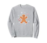 Natale - Omino di Pan di Zenzero Felpa, Unisex per Adulti, Grigio Melange, L