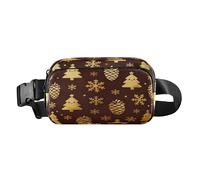 Natale oro e marrone pigna e fiocco di neve moda borsa a tracolla pacchetto cintura per donna d'affari multiuso con cinghia regolabile per viaggi palestra lavoro bolsa de cintura para