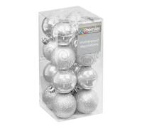 Natale Palline Infrangibili 16 Confezione 50mm Decorazione Albero Argento