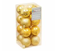 Natale Palline Infrangibili 16 Confezione 50mm Decorazione Albero Oro