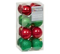 Natale Palline Infrangibili 16 Confezione 50mm Decorazione Albero Rosso e Verde