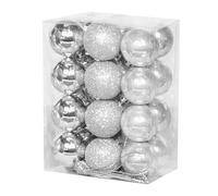 Natale Palline Infrangibili 24 Confezione 30mm Decorazione Albero Argento