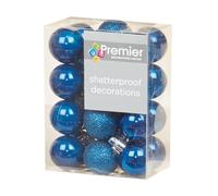 Natale Palline Infrangibili 24 Confezione 30mm Decorazione Albero Blu Scuro