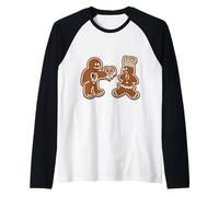 Natale Pan di Zenzero Regalo Il Suo Cuore Natale Maglia con Maniche Raglan