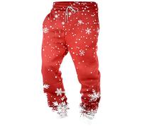 Natale Pantaloni della Tuta da Uomo con Coulisse alla Caviglia,Stampati a Natale,Invernali,alla Moda,Casual,Larghi e Comodi 98