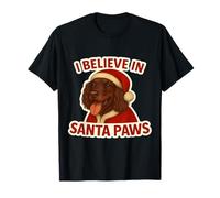 Natale per Cani American Water Spaniel I Believe in Santa Paws Maglietta