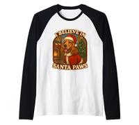 Natale per Cani Cocker Spaniel Inglese I Believe in Santa Paws Maglia con Maniche Raglan