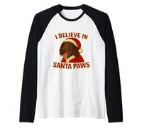 Natale per Cani Irish Water Spaniel I Believe in Santa Paws Maglia con Maniche Raglan