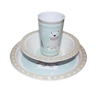 Natale Piatto Piano Ciotola E Tazza Set per Bambini Orso Polare Design