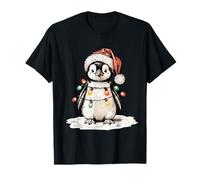 Natale Pinguino Luci di Natale Vacanza Inverno Maglietta
