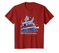 Natale Polar Express all Aboard Maglietta, Bambini, Mirtillo Rosso, 3 Anni