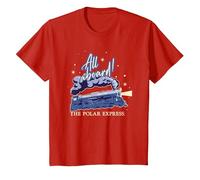 Natale Polar Express all Aboard Maglietta, Bambini, Rosso, 3 Anni