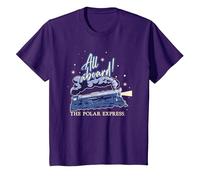 Natale Polar Express all Aboard Maglietta, Bambini, Viola, 3 Anni