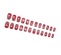 Natale Press On Nails Full Covers Stick On Nails Fiocco di neve Falso Decorazione festiva per riunioni di festa quadrato corto