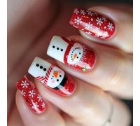 Natale Press On Nails Mediums Piazza Unghie Finte Fiocco di neve Bianco Coperture Piene Stick On Unghie