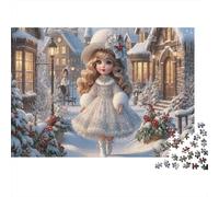 Natale principessa ragazzaPuzzle Premium Antistress 1000 Pezzi Relax Mentale Villaggio delle favole invernali Cartone Qualità Adulti, Intrattenimento Familiare, Regalo Amatori 52x38cm/1000pcs