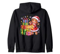 Natale Ragazza Che Tiene Lanterna Regali Magia Felpa con Cappuccio