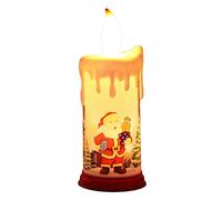 Natale Realistico Pilastro Candela Luce Cartoon Santa Pupazzo di Neve Stampa A Batteria Senza Fiamma Flickering Lanterna Notte Lampada Casa Desktop Decorazione