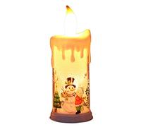 Natale Realistico Pilastro Candela Luce Cartoon Santa Pupazzo di Neve Stampa A Batteria Senza Fiamma Flickering Lanterna Notte Lampada Casa Desktop Decorazione