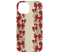Natale Red Bow Garland Pattern Holiday Vischio Custodia per iPhone 14