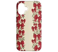 Natale Red Bow Garland Pattern Holiday Vischio Custodia per iPhone 16