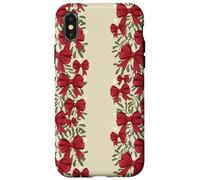 Natale Red Bow Garland Pattern Holiday Vischio Custodia per iPhone X/XS