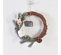 Natale Ringraziamento Ornamenti Ghirlanda in Rattan Decorazione Piccola Bambola Architrave Porta a Parete Regali Festivi-Anello Ghirlanda di Cervo dal Naso Rosso Decorazioni Autunnali