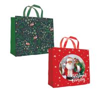 Natale Sacchetti Regalo Set Di 2 Grande Jumbo Shopper Tessuto 40cm x