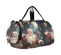 Natale Santa Clausola Borsa Sportiva da Nuoto e Palestra con Scomparto per Scarpe Borsa da Viaggio per Il Fine Settimana Borsone per Ragazzi