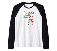 Natale - Santa's Little Helper Elfo Maglia con Maniche Raglan