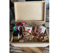 Natale - Scatola Regalo 2 Riempiti di Legno Con Tè Compleanno Geschenkkorb Set P