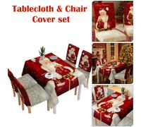 Natale Set da Pranzo Tovaglia & 4 Coprisedie Festive Babbo Casa Decorazioni