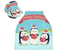 Natale Simpatico Pinguino Auto per Bambini Passeggino Tettoia Copri Seggiolino Copertura Infermieristica per L'Allattamento Al Seno All-In-1 Morbido Traspirante Elastica Tettuccio