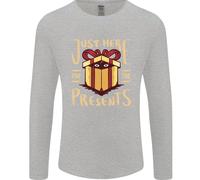 Natale Solo Qui Per I Regali Divertente Uomo Manica Lunga T-Shirt