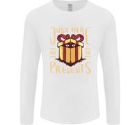 Natale Solo Qui Per I Regali Divertente Uomo Manica Lunga T-Shirt