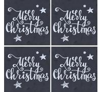 Natale Sottobicchiere Tovagliette - Set Di 4 Nero Lavagne Festive Testo Placca