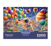 Natale spazio 1000 Piece Eco-friendly Material Astronauta cosmico Puzzles for Seniors Easy Grip Pieces Gift for Her Full-size Poster Included Anti-glare 70x50cm/1000pcs